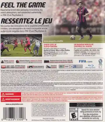 FIFA 15 (USA) (v1.05) (BLUS31443) (Disc) (Update) box cover back